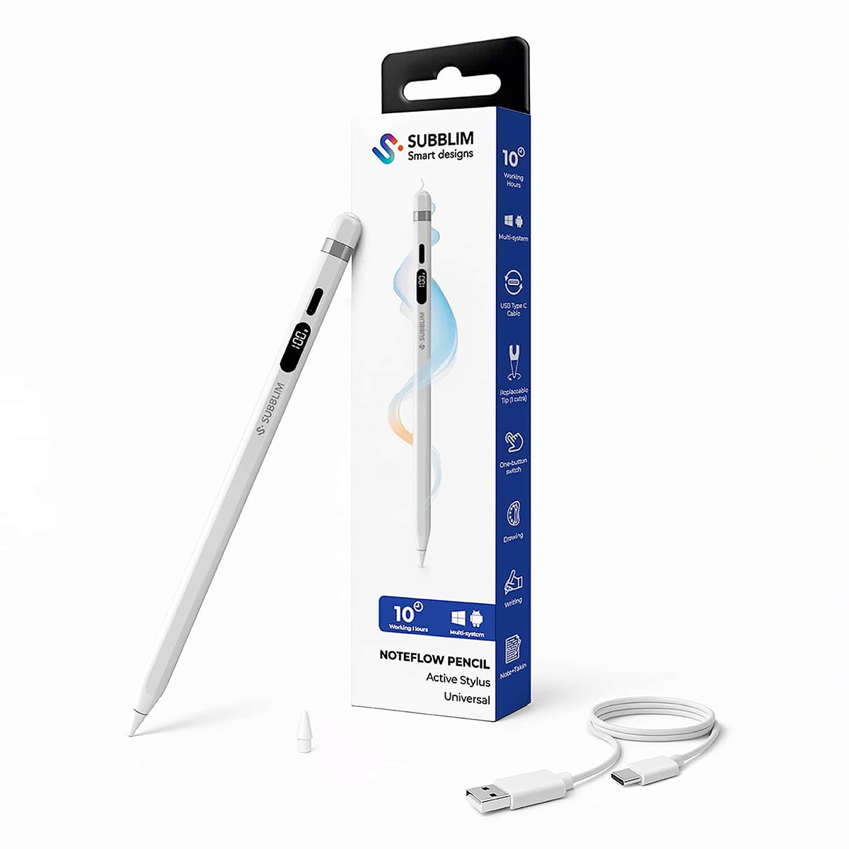 Imagen 8 de Lápiz óptico Subblim NoteFlow Pencil Universal Android/Windows - Blanco Blanco