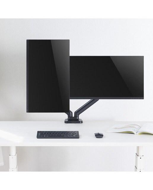 Soporte doble de escritorio T'nB MHFLEXDUAL para monitores Negro-6
