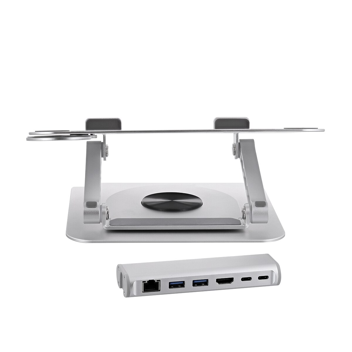 Soporte para portátil T'nB iClick ajustable en 360° con concentrador 6 en 1 desmontable Aluminio-6