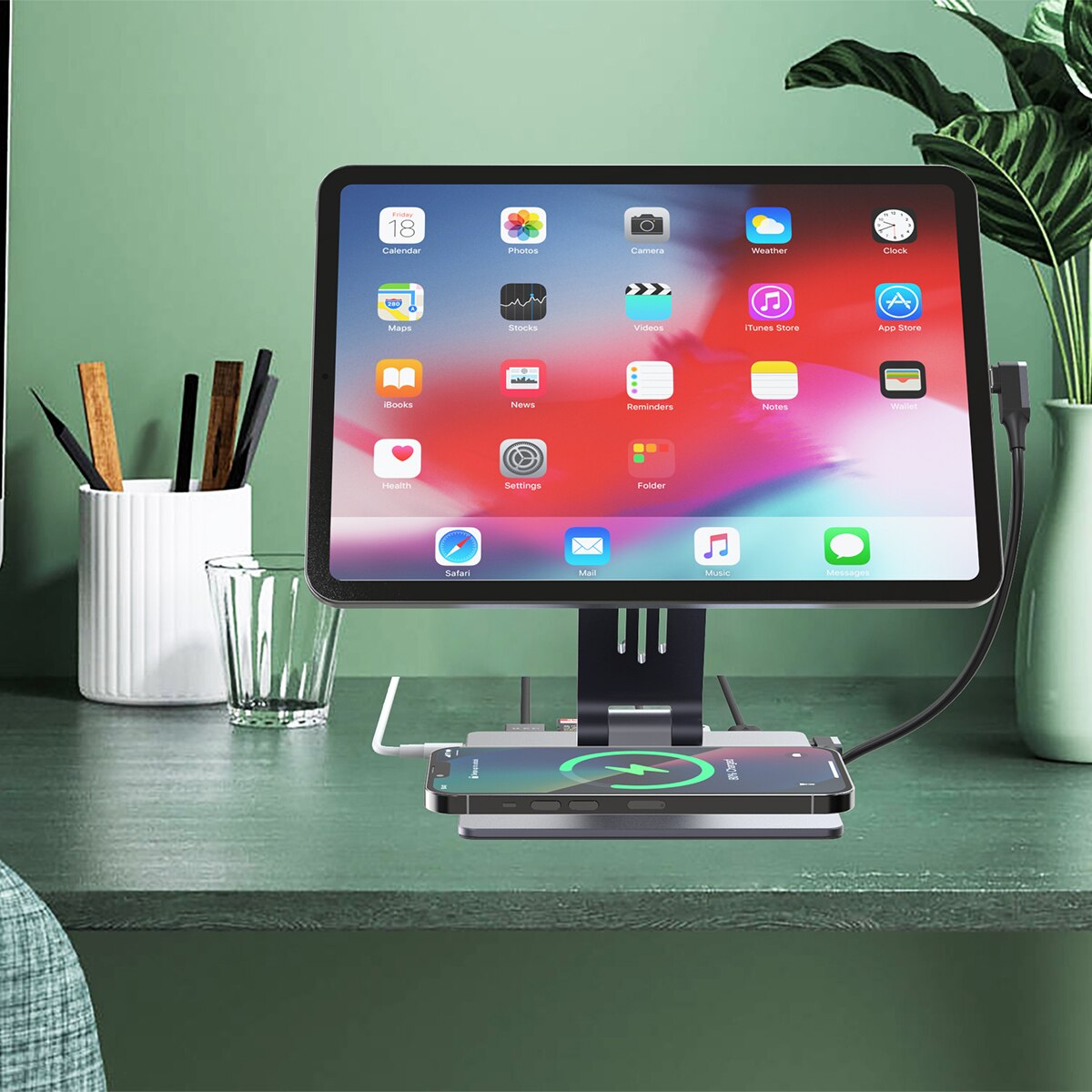 Soporte Friendly License con cargador magnético para iPad Pro 11" / iPad Air 11" Negro-4