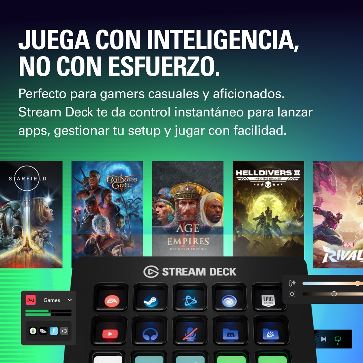 Panel de control para streaming Elgato Stream Deck Mk.2, 15 teclas Negro-2