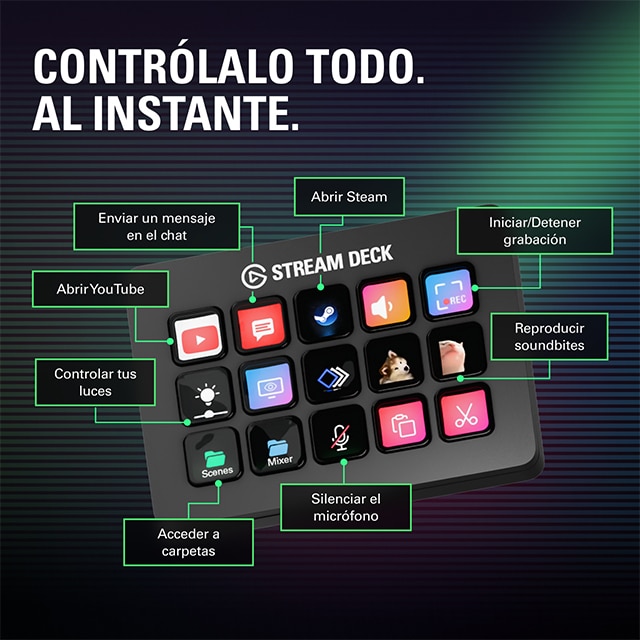 Panel de control para streaming Elgato Stream Deck Mk.2, 15 teclas Negro-6