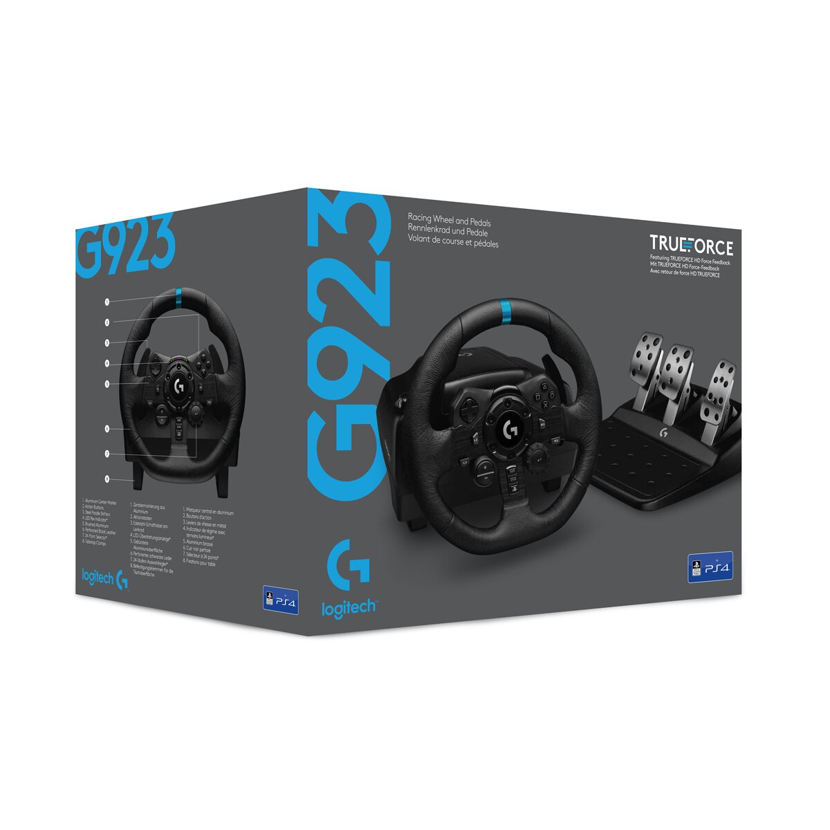 Volante de simulación de carreras Logitech G923 TrueForce para PlayStation y PC Negro-6