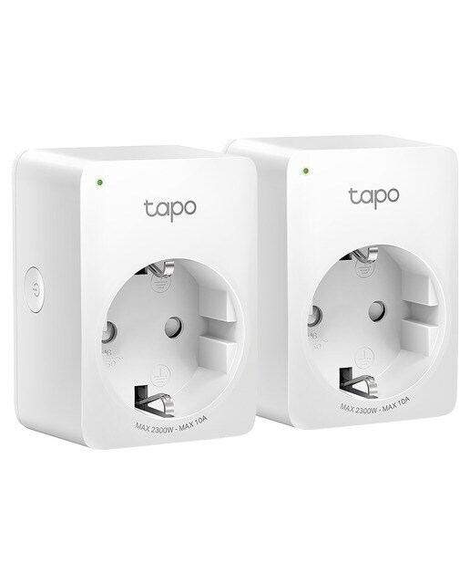 Enchufe inteligente TP-Link Tapo P100 pack 2, Control por voz, Asistente Google, WiFi, tamaño mini