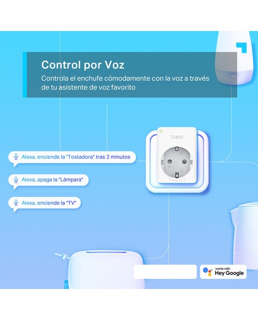 Enchufe inteligente TP-Link Tapo P100 pack 2, Control por voz, Asistente Google, WiFi, tamaño mini Blanco-4