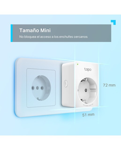 Enchufe inteligente TP-Link Tapo P100 pack 2, Control por voz, Asistente Google, WiFi, tamaño mini Blanco-7