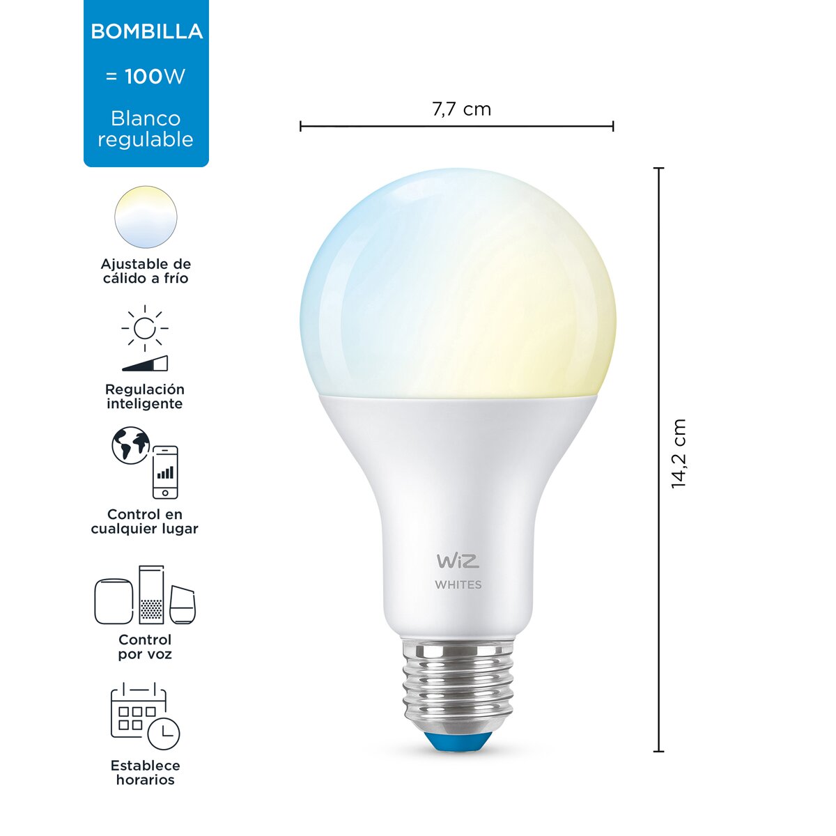 Lâmpada Inteligente Regulável WiZ LED Branca A67 100W E27 WiFi e Bluetooth 2