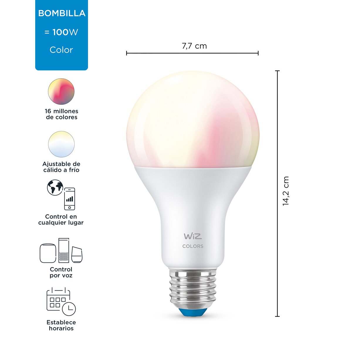 Lâmpada Inteligente WiZ LED Cores Reguláveis A67 100W E27 WiFi e Bluetooth 2