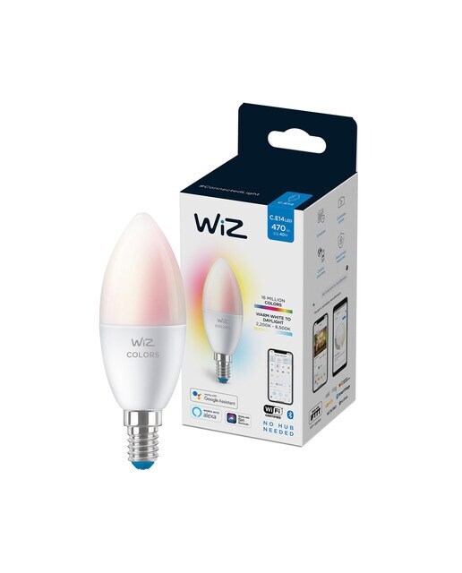 Bombilla inteligente WiZ LED Regulable Colores Vela 40W E14 WiFi y Bluetooth