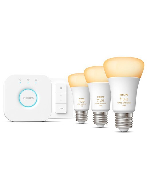 Pack 3 bombillas Philips Hue White Ambiance 10,5W E27 + puente + mando inalámbrico