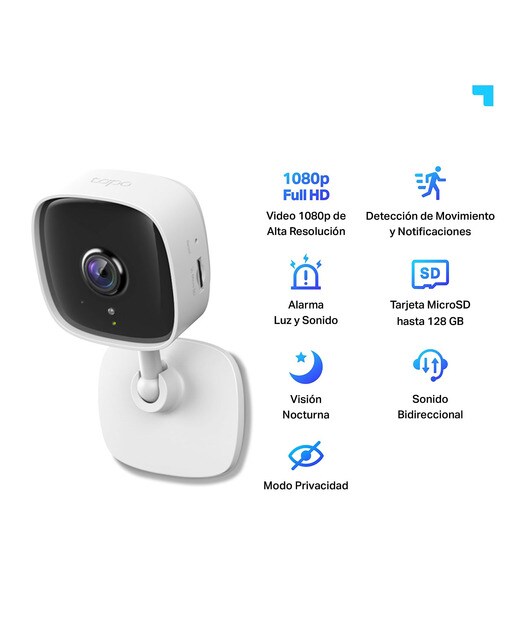 Cámara de Vigilancia Tapo TC60, 1080p, Visión nocturna, Detección movimiento, WiFi Blanco-2