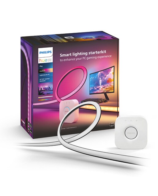 Imagen 0 de Kit de inicio Tira de luces LED Philips Hue Play Gradient para PC - 32-34" + Hue Bridge