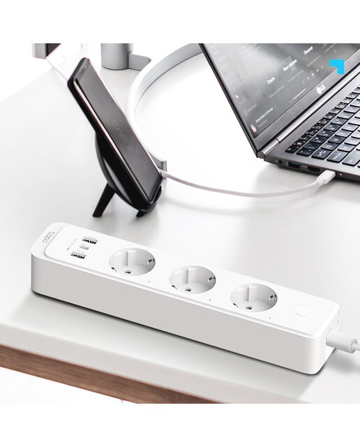 Regleta inteligente TP-Link Tapo P300, 3 tomas schuko, USB-C y USB-A Blanco-7