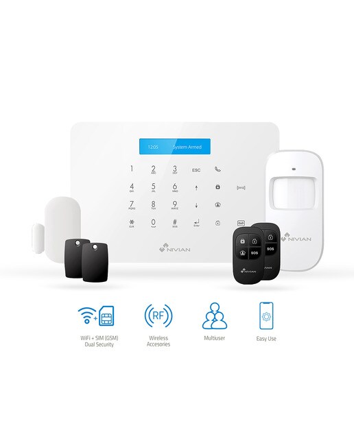 Kit de alarma Wi-Fi + GSM Nivian NVS-A6WG-U1 Blanco / Negro-2