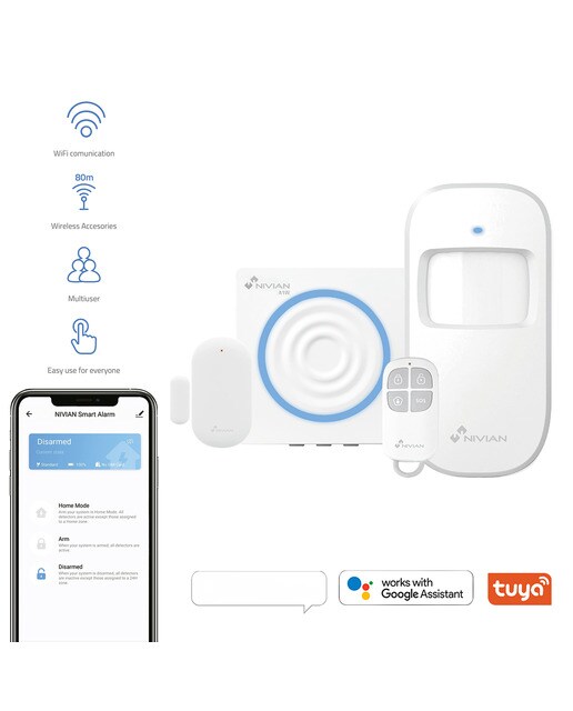 Kit de alarma Wi-Fi Nivian NVS-ALARM1-W Blanco / Negro-2