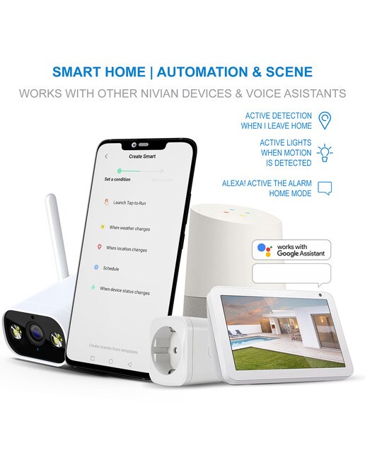 Cámara Wi-Fi de exterior 2K Nivian NVS-IPC-02-L con luz e IA Blanco / Negro-7