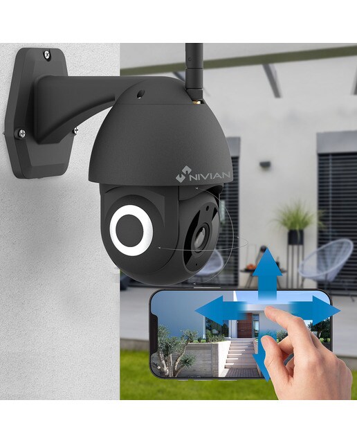 Cámara Wi-Fi de exterior motorizada 2K Nivian NVS-IPC-0S2B con IA, negra Negro-3