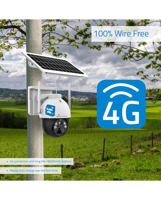 Cámara 4G motorizada para exterior Nivian NV-CAM02S-SOLAR4G, con batería y panel solar Blanco / Negro-3