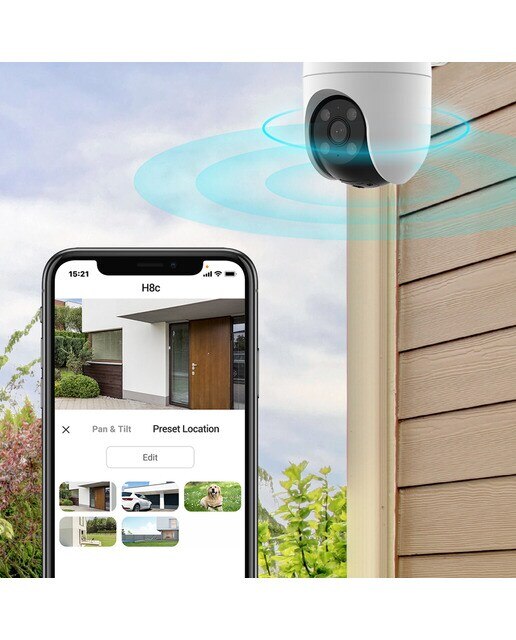 Câmara IP de Vídeo Vigilância Exterior EZVIZ H8c Rotativa 360º 2K Branco-8