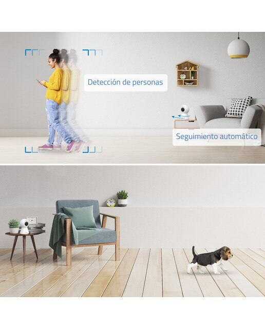 Cámara de vigilancia para interior Nivian IPC-IS5 360º, WiFi, 4MP, Half 4K, Detección Humana IA y Auto-Tracking Blanco-8