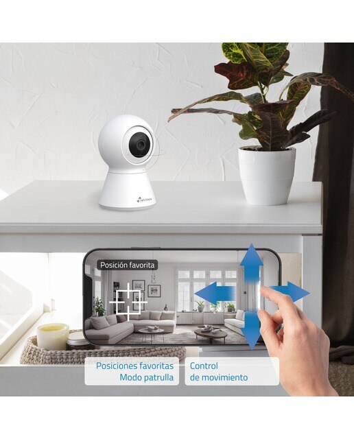 Cámara de vigilancia para interior Nivian IPC-IS5 360º, WiFi, 4MP, Half 4K, Detección Humana IA y Auto-Tracking Blanco-9