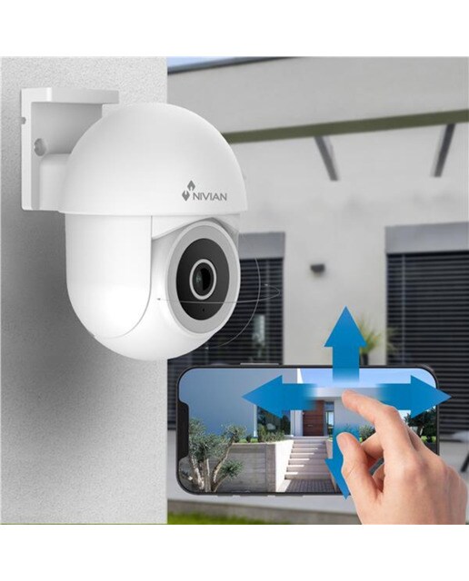 Cámara de vigilancia exterior Nivian IPC-0S4-L-MINI, Wi-Fi, 2K, Detección de Movimiento y Autotracking Blanco-3