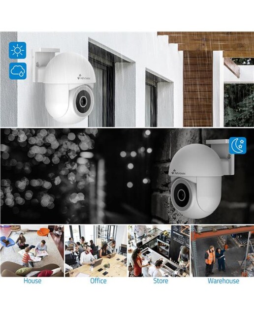 Cámara de vigilancia exterior Nivian IPC-0S4-L-MINI, Wi-Fi, 2K, Detección de Movimiento y Autotracking Blanco-4