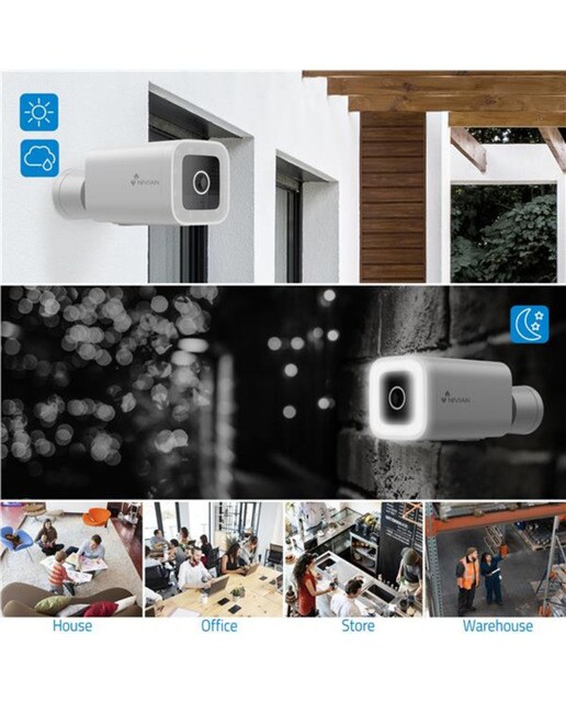 Cámara de vigilancia exterior Nivian IPC-03-L WiFi, Half 4K, Detección de Humanos AI Blanco-4