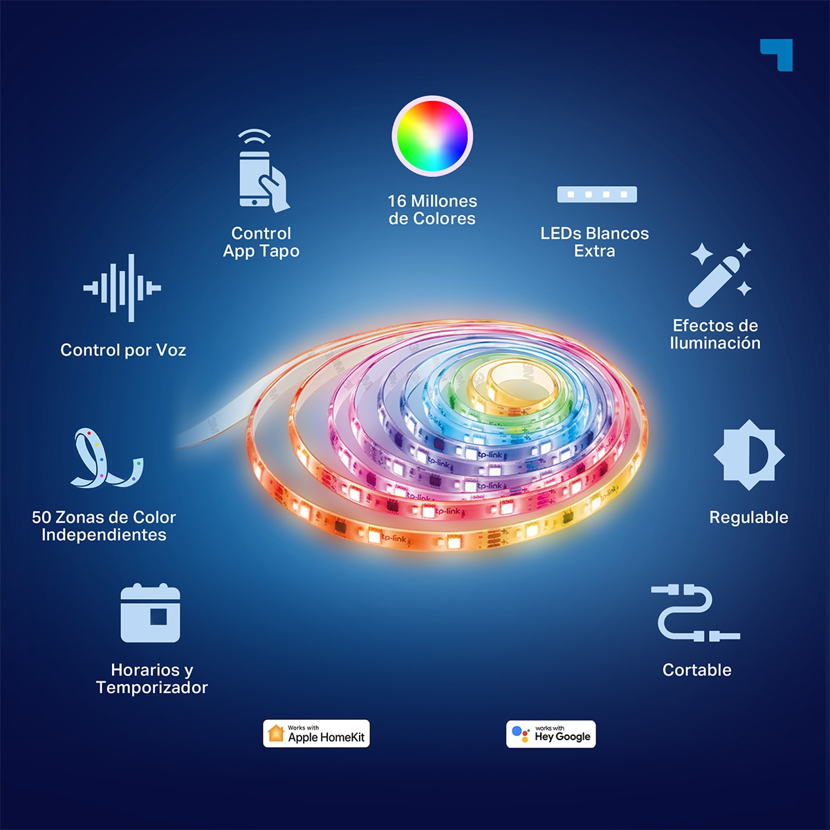 Tira LED Inteligente Multicolor Tapo L930-5, 5m, 150 LEDs Color + 150 Blancos, 16 Millones de Colores, 50 Zonas Independientes, Horario y Temporizador Multicolor-2
