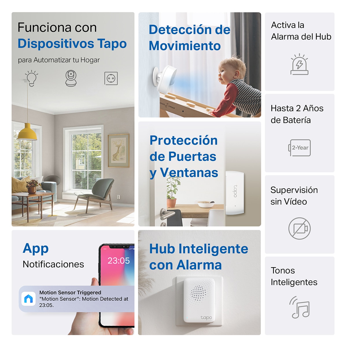 Pack de Sensores Inteligentes Tapo T30 Kit (Sensores de Contacto, Sensor de Movimiento y Hub Inteligente) 2