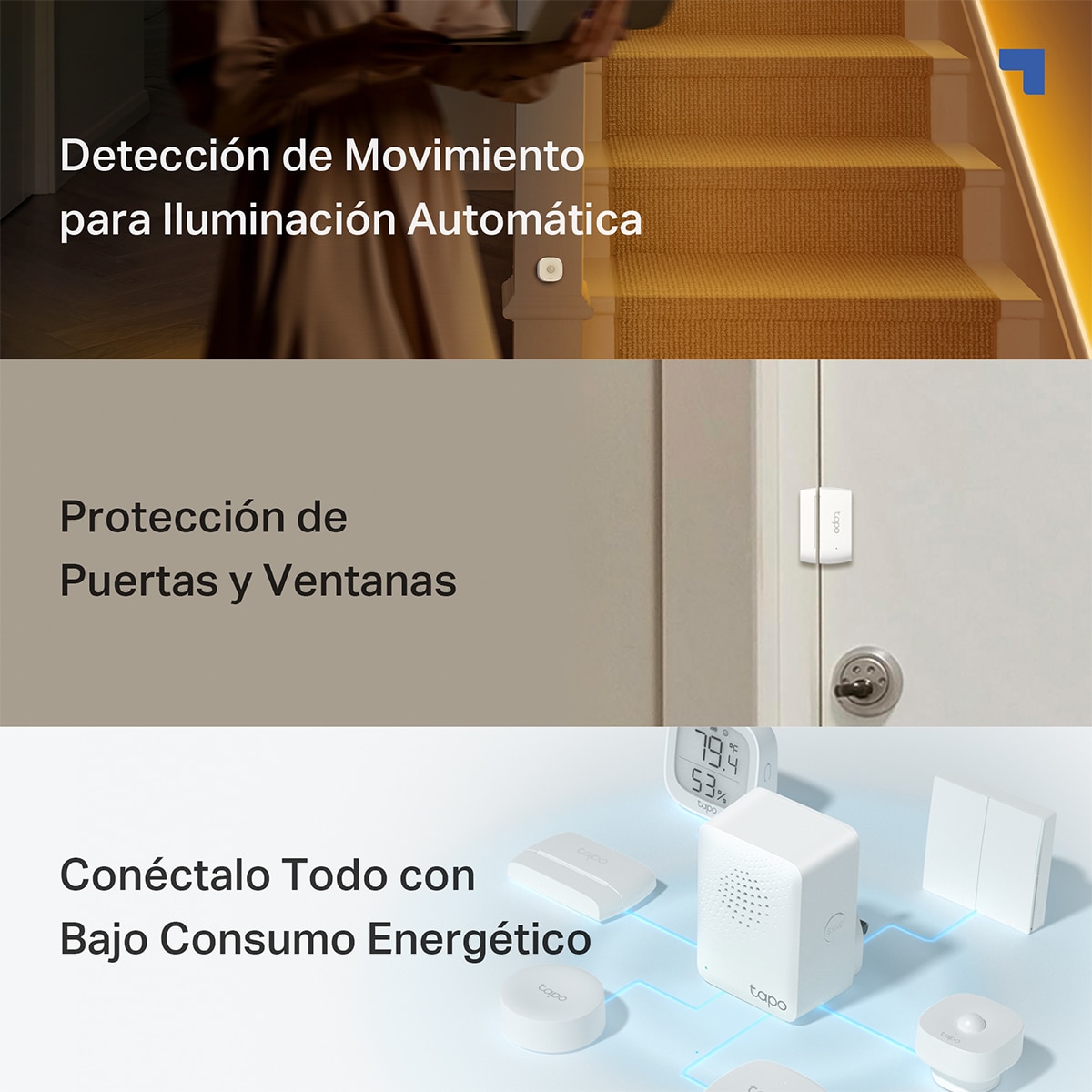Pack de Sensores Inteligentes Tapo T30 Kit (Sensores de Contacto, Sensor de Movimiento y Hub Inteligente) 3