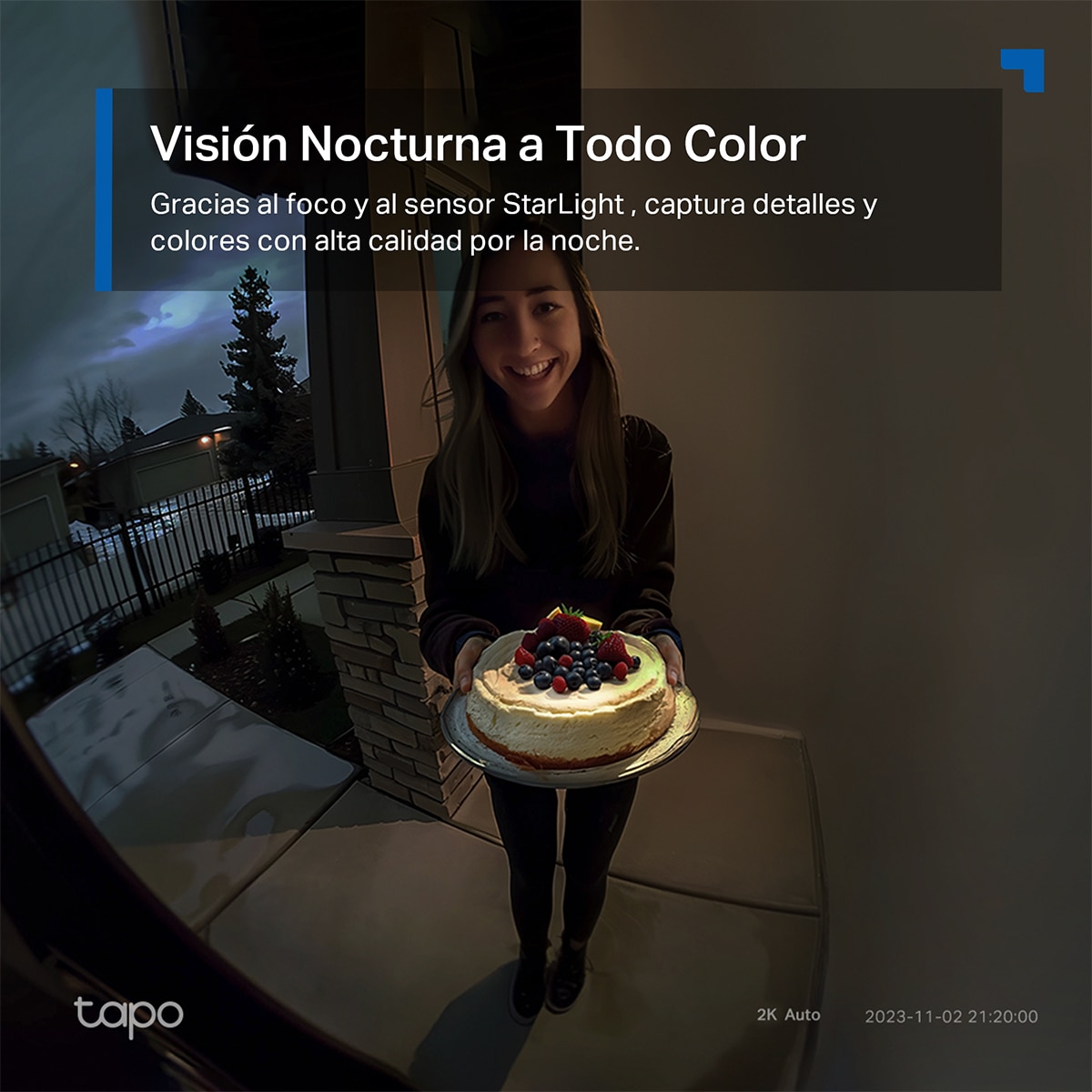 Timbre Inteligente con Cámara Tapo D210, Resolución 2K, Visión Amplia de 160°, Visión Nocturna a Color, Detección IA, IP65 - Negro / Blanco Negro / Blanco-6