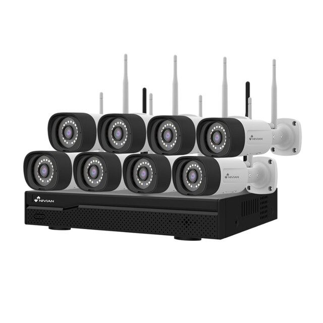 Imagen 0 de Kit de 8 cámaras de seguridad + grabador Nivian, 2K