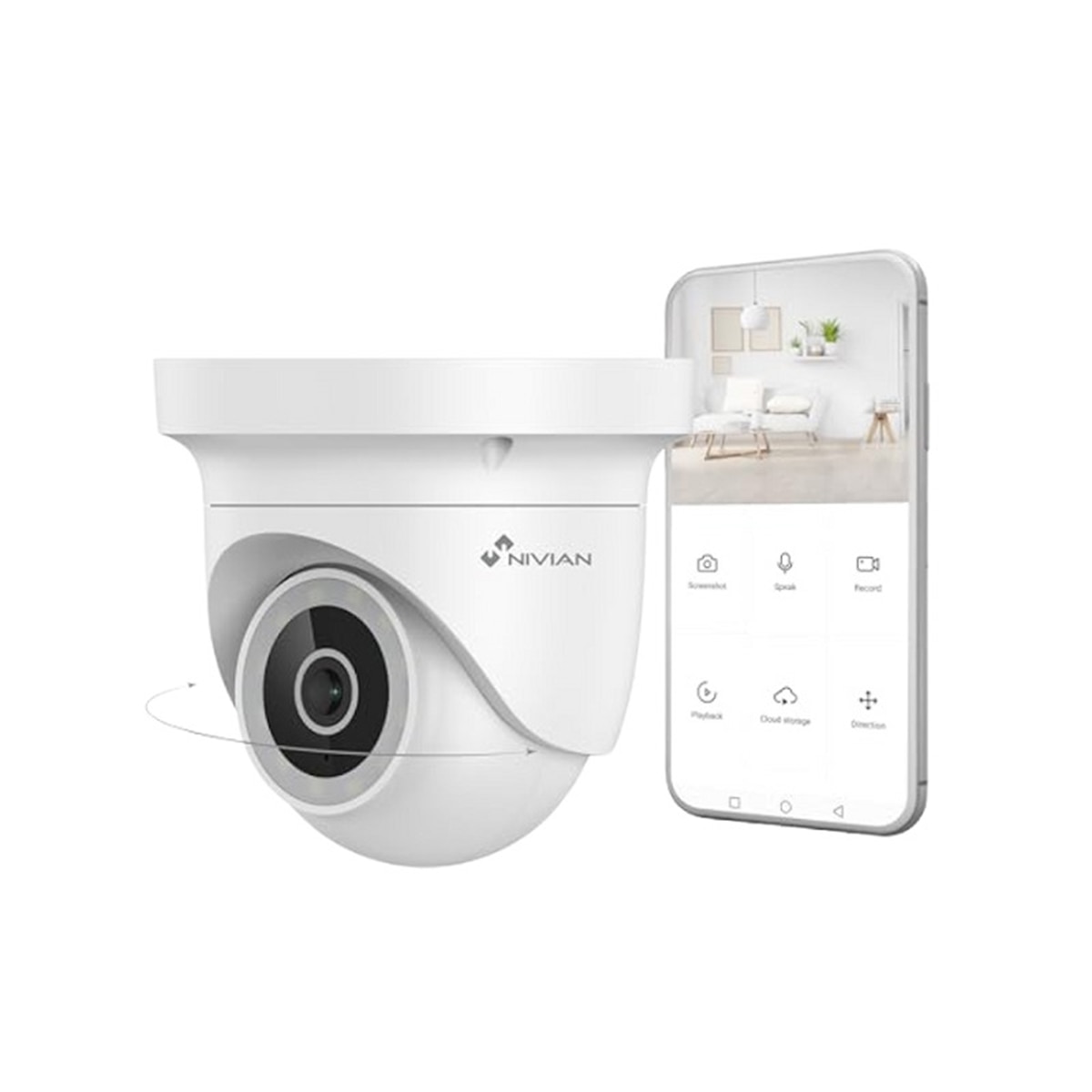 Cámara de seguridad motorizada Nivian, 2K Blanco-2