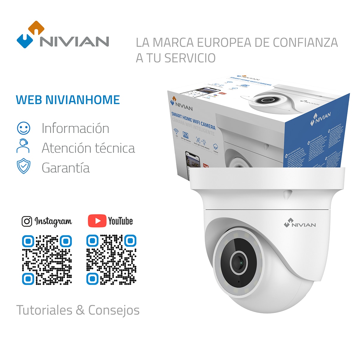 Cámara de seguridad motorizada Nivian, 2K - Blanco Blanco-4