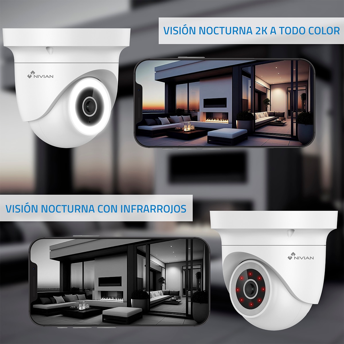 Cámara de seguridad motorizada Nivian, 2K - Blanco Blanco-6