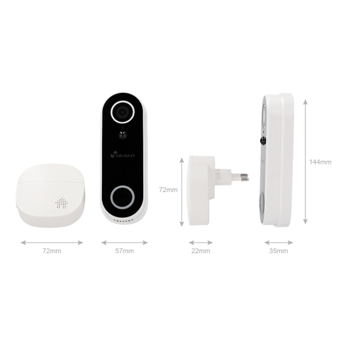 Video timbre inteligente Nivian, Full HD Blanco-2