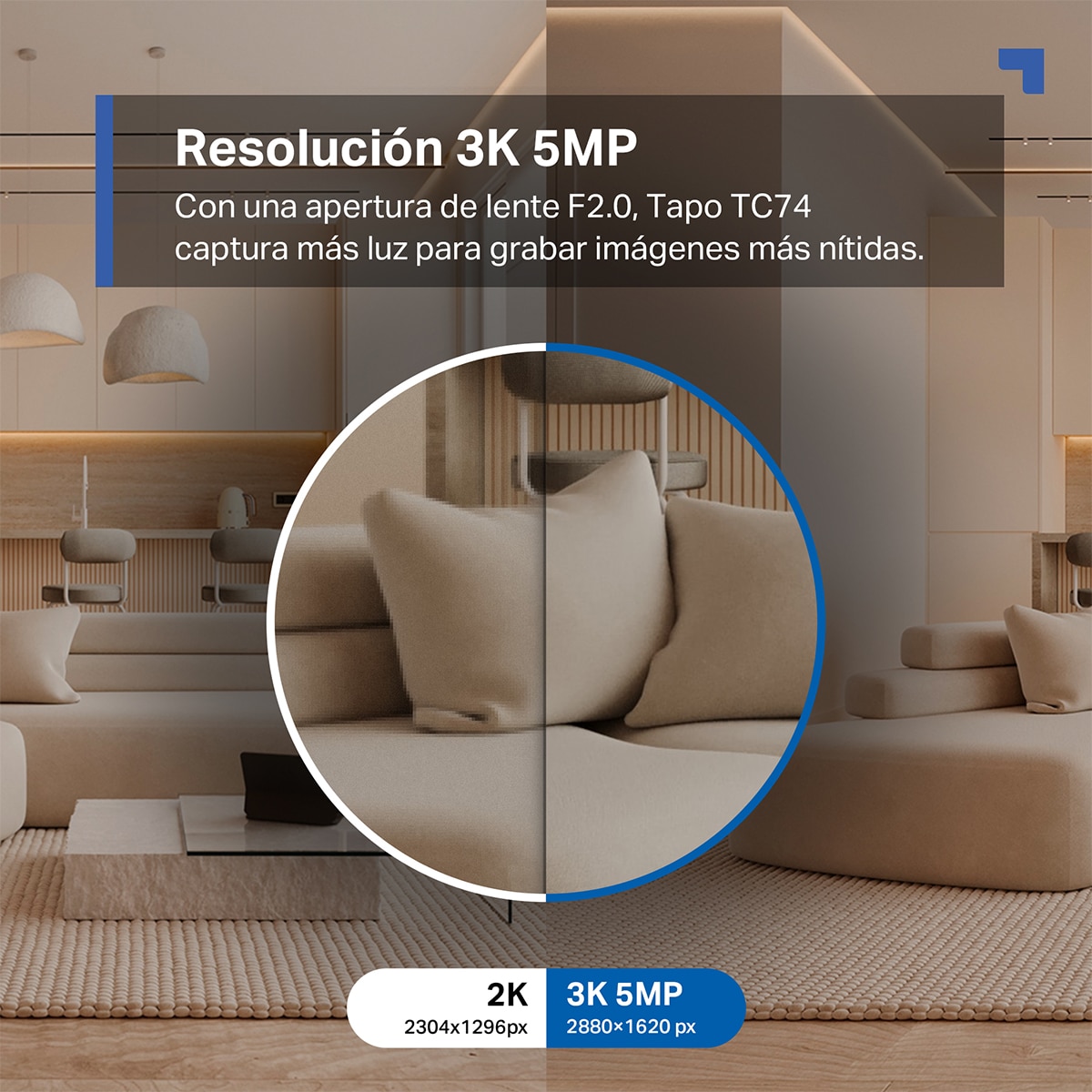 Cámara de Vigilancia 360º Tapo TC74, 3K 5MP, Rotatoria, Visión Nocturna, Detección IA Gratuita 3