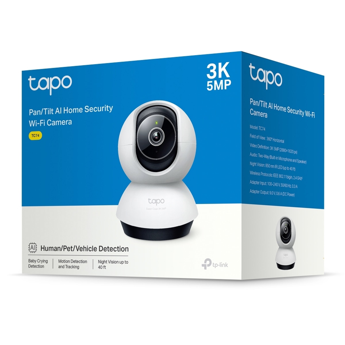 Cámara de Vigilancia 360º Tapo TC74, 3K 5MP, Rotatoria, Visión Nocturna, Detección IA Gratuita 9