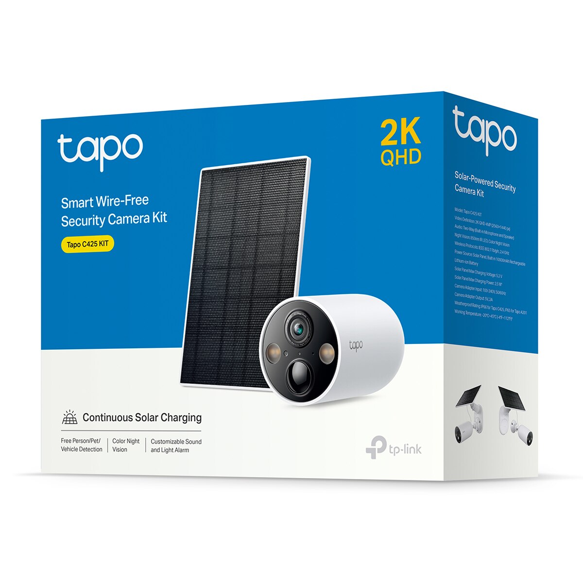 Cámara de vigilancia para exterior con Panel Solar y Batería Recargable Tapo C425 Kit 8