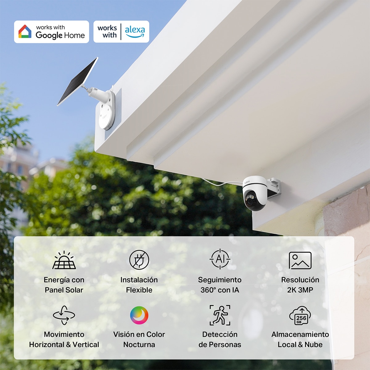 Câmara de Vigilância para Exterior 360º com Painel Solar e Bateria Tapo TC90 Kit 3
