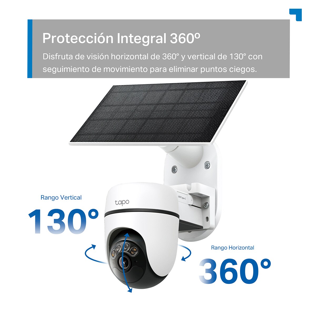 Cámara de vigilancia para exterior 360º con Panel Solar y Batería Tapo TC90 Kit 6