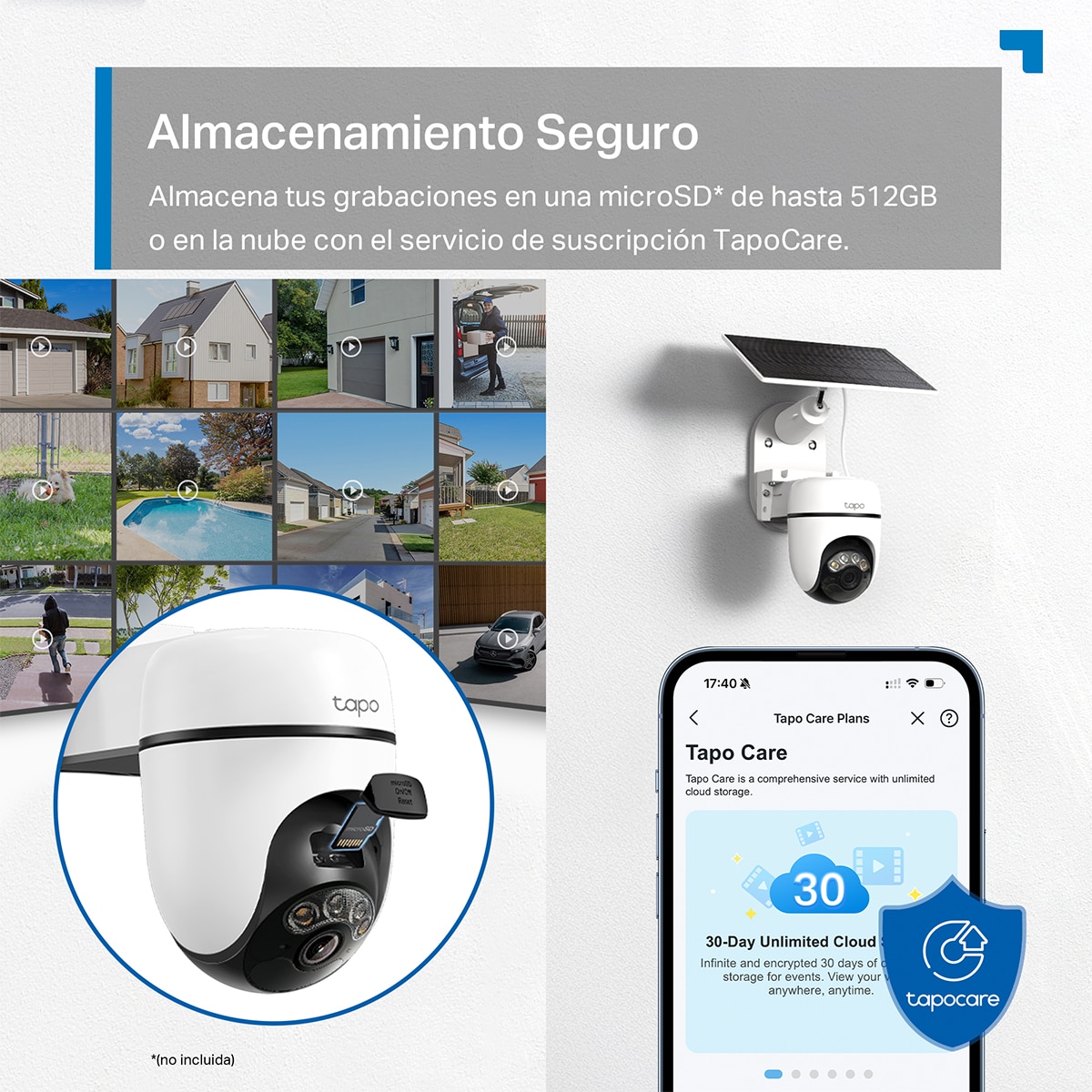 Câmara de Vigilância para Exterior 360º com Painel Solar e Bateria Tapo TC90 Kit 10