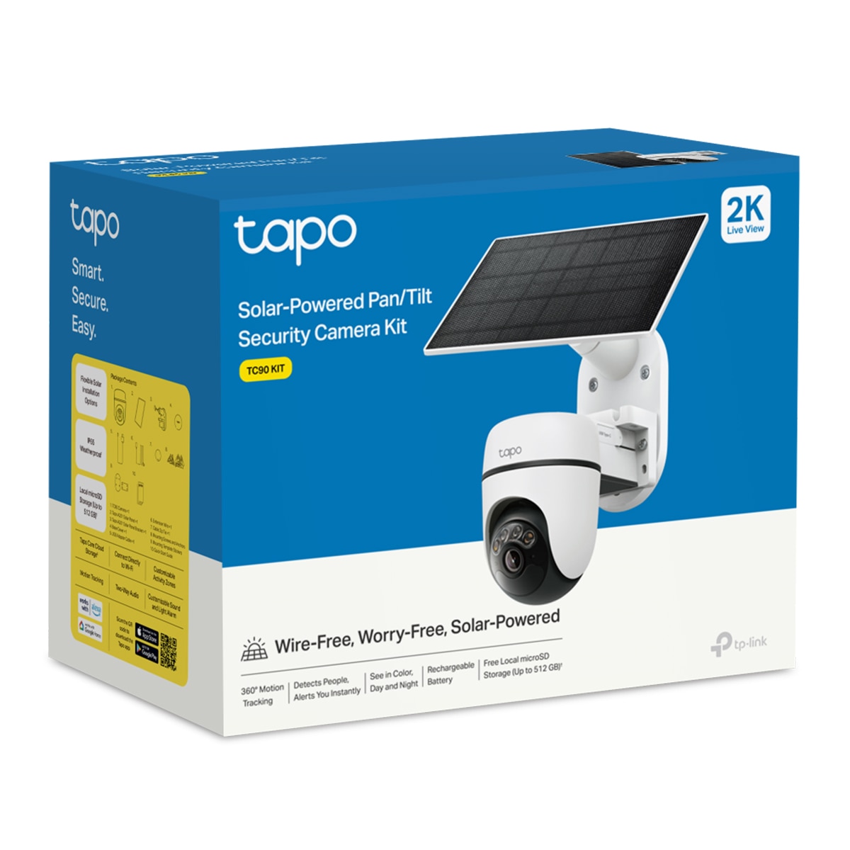 Câmara de Vigilância para Exterior 360º com Painel Solar e Bateria Tapo TC90 Kit 12