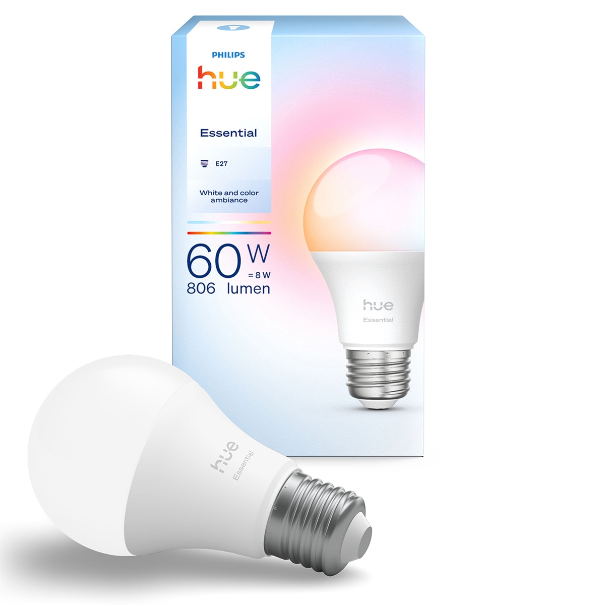 Bombilla inteligente LED Hue Essential 8W E27 A60, RGB, Regulable, Control App y Voz, Asistentes de voz 2