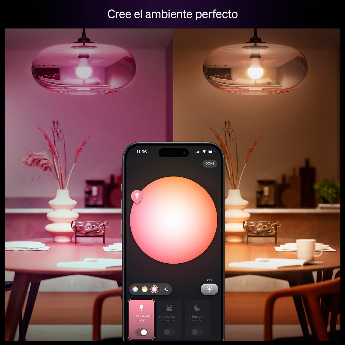 Bombilla inteligente LED Hue Essential 8W E27 A60, RGB, Regulable, Control App y Voz, Asistentes de voz, Pack de 3 5
