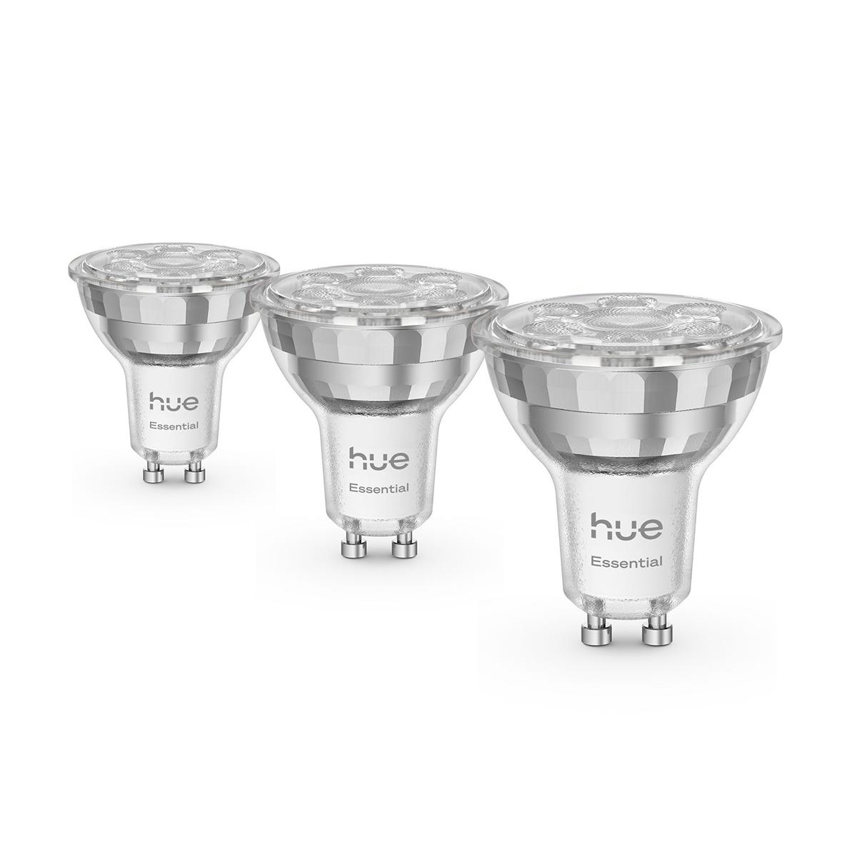 Bombilla inteligente LED Foco Hue Essential 4.7W GU10, RGB, Regulable, Control App y Voz, Asistentes de voz, Pack de 3 3