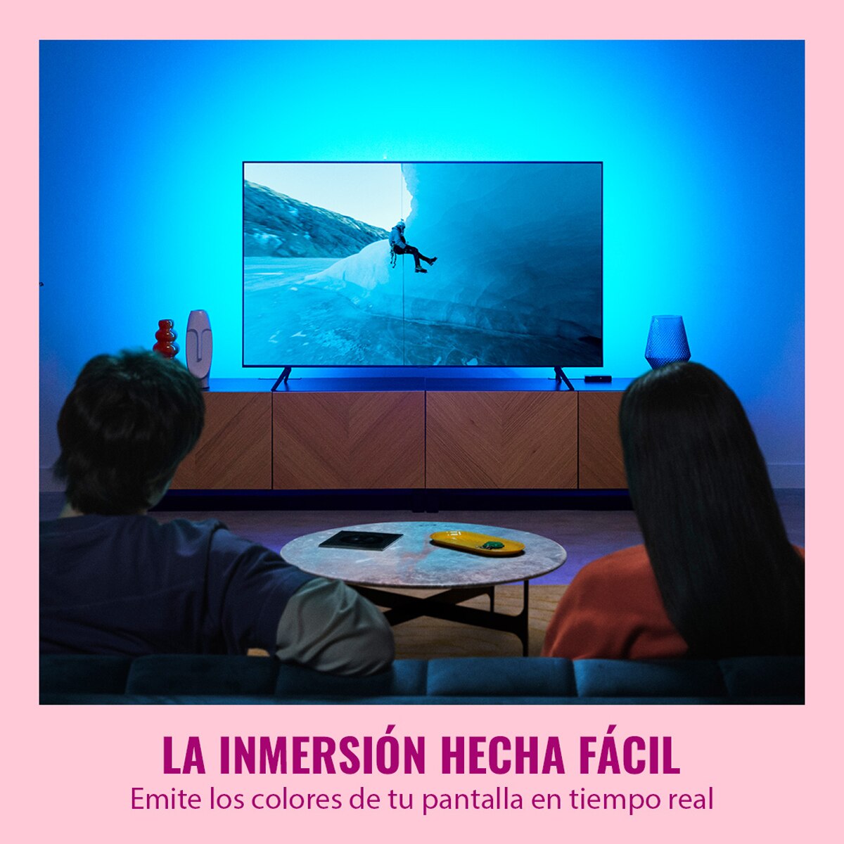 HDMI Sync Box + Tira LED RGBIC WiZ para TV 55"- 65"?, retroiluminación de TV, Soporta 4K, Sincroniza contenidos, Control App y Voz 4