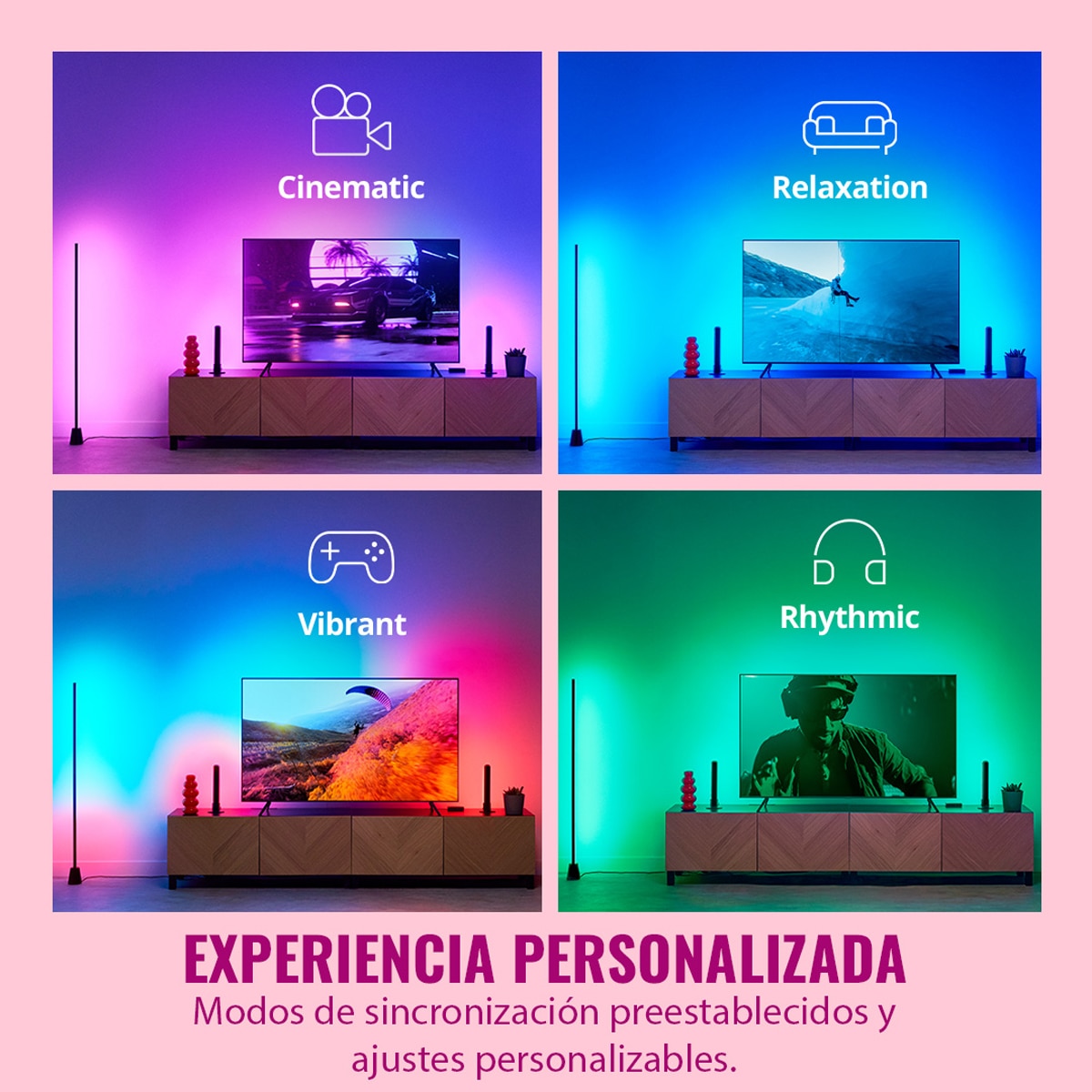 HDMI Sync Box + Tira LED RGBIC WiZ para TV 55"- 65"?, retroiluminación de TV, Soporta 4K, Sincroniza contenidos, Control App y Voz 8