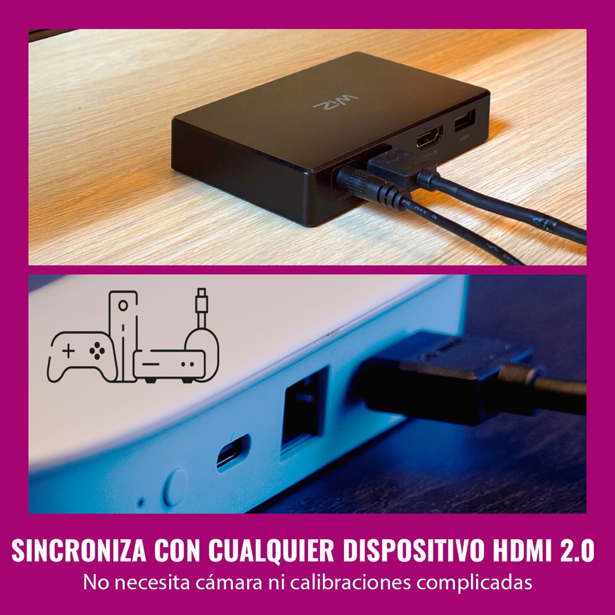 HDMI Sync Box + Tira LED RGBIC WiZ para TV 75"- 85"?, retroiluminación de TV, Soporta 4K, Sincroniza contenidos, Control App y Voz 7